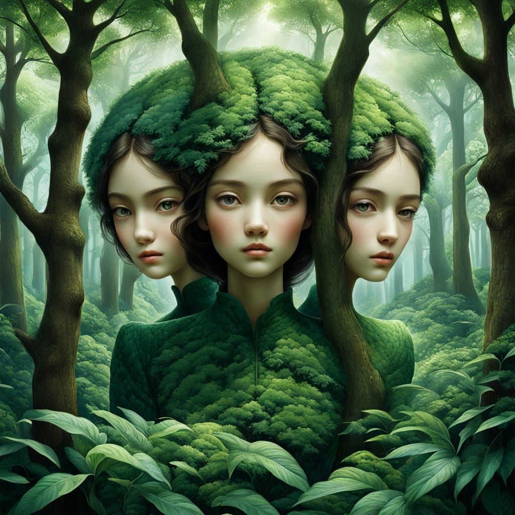 Theoretical Perfection: Serene Landscape of Concealed Faces