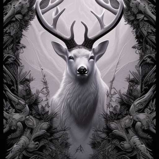 (Black and) White Deer - AI Generated Artwork - NightCafe Creator