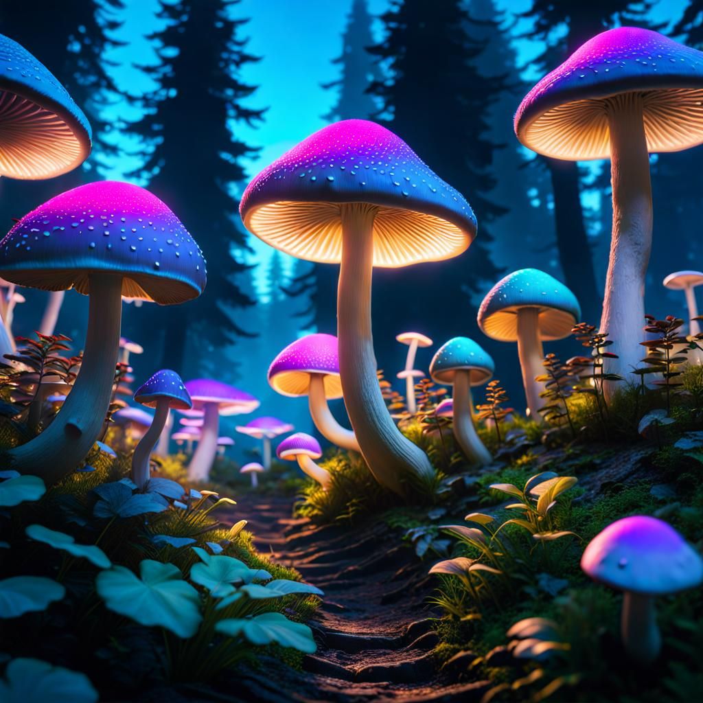 Forest of Mushrooms - AI Generated Artwork - NightCafe Creator