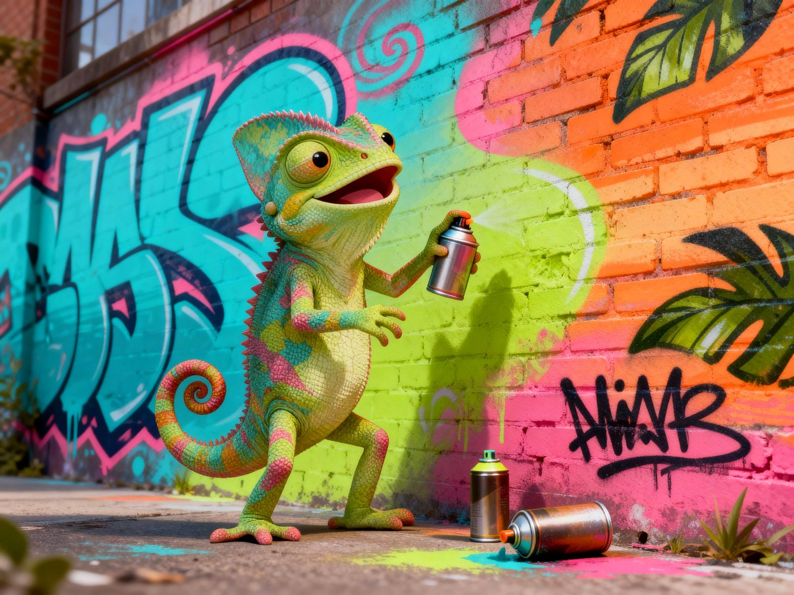 Chameleon loves making graffiti art  by @Cercis
