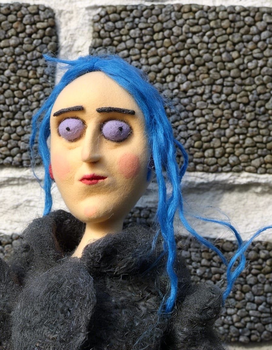 doll puppet toy wool fluffy thread texture, portrait of , highly