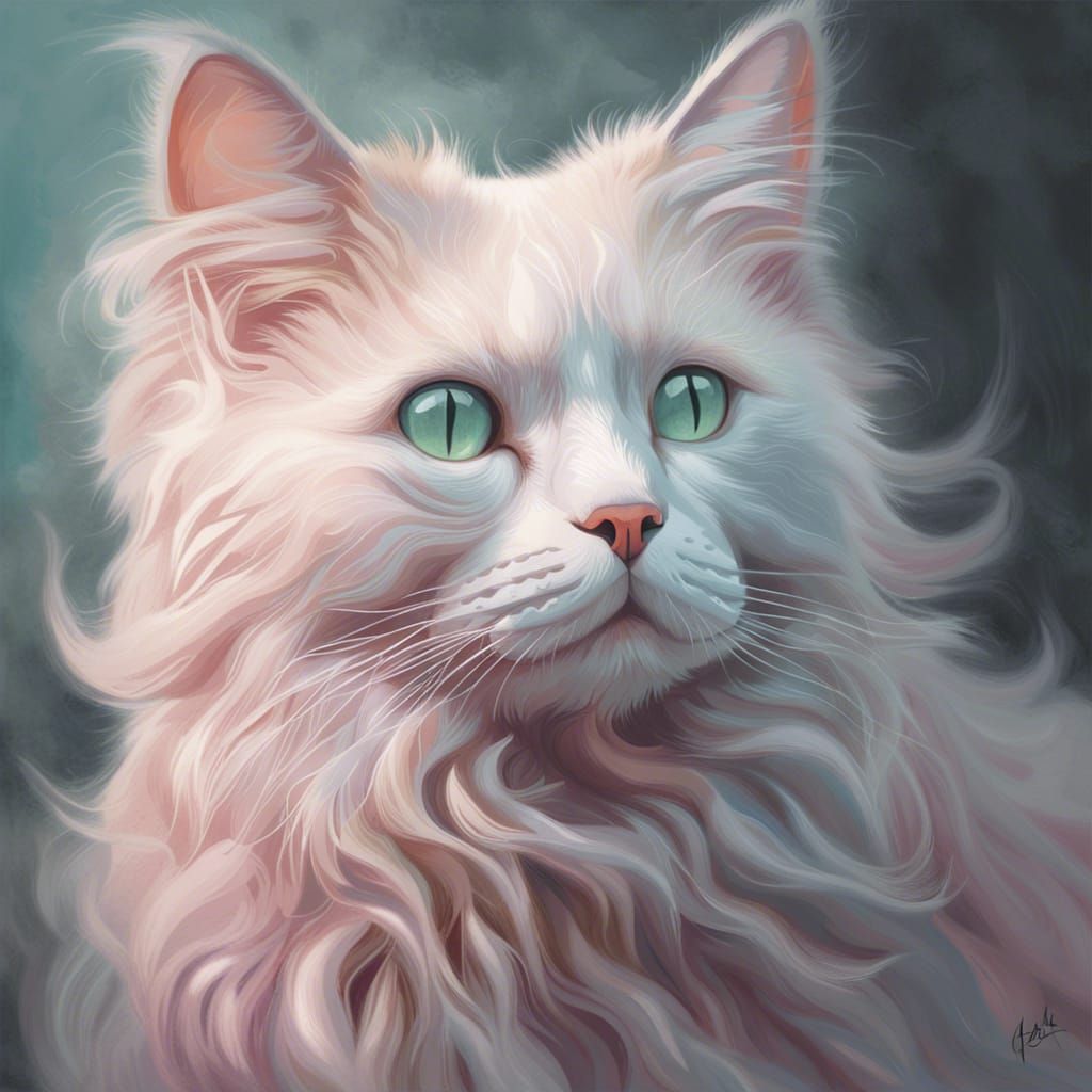 pastel pink cat portrait