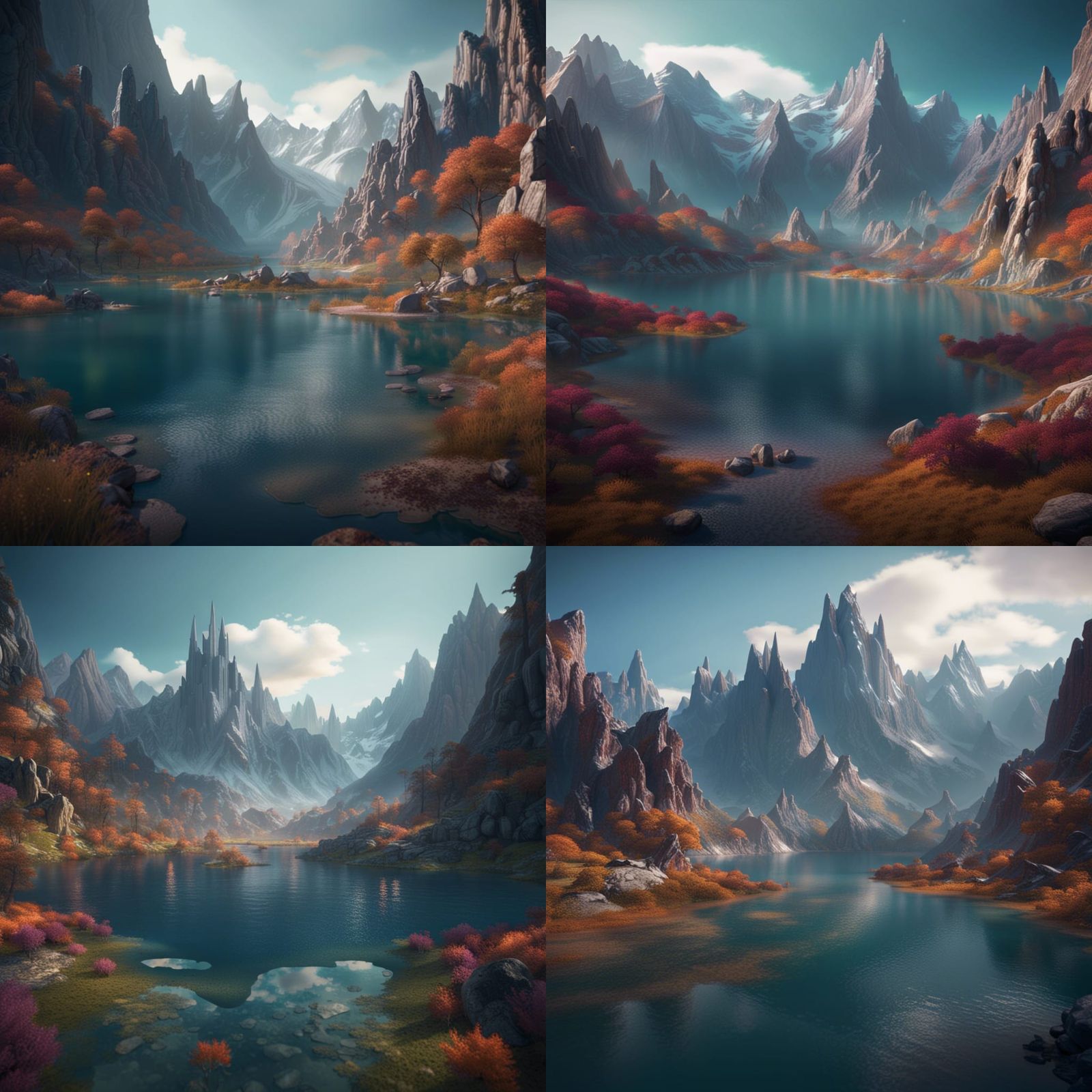 Mountains with a lake in a valley - AI Generated Artwork - NightCafe ...