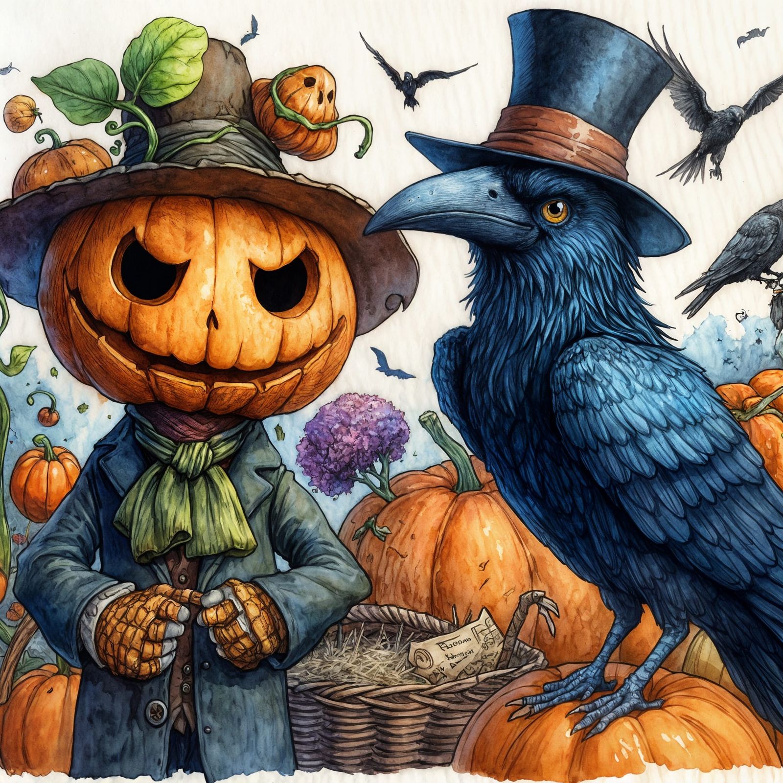Merv the pumpkinhead and Raven Matthew from Neil Gaiman stor...