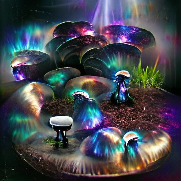 Iridescent Nebula mushroom garden
