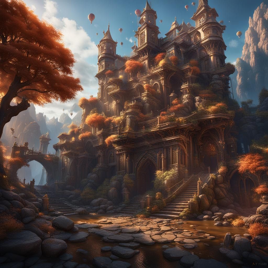 Fantastical House in Smoke: Matte Painting