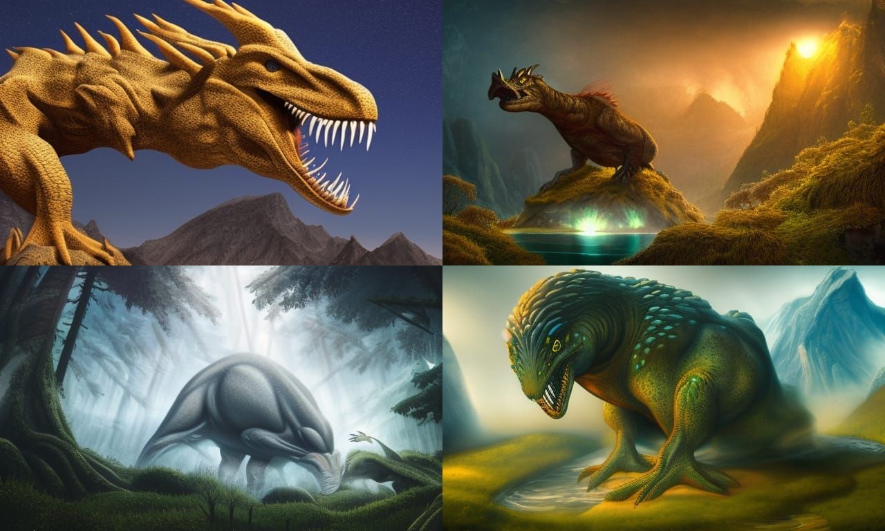 4 fantasy dinosaur