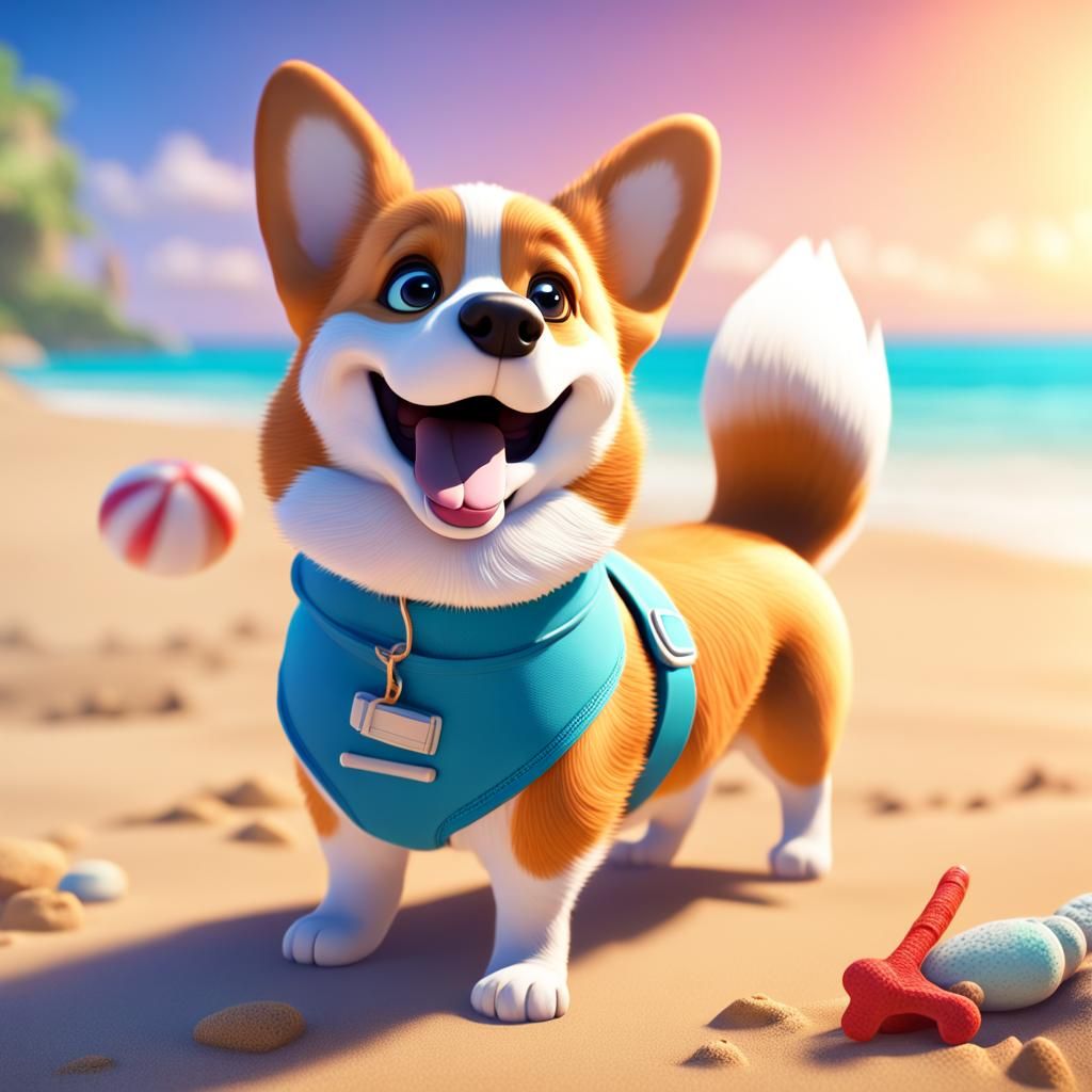 beach corgi - AI Generated Artwork - NightCafe Creator