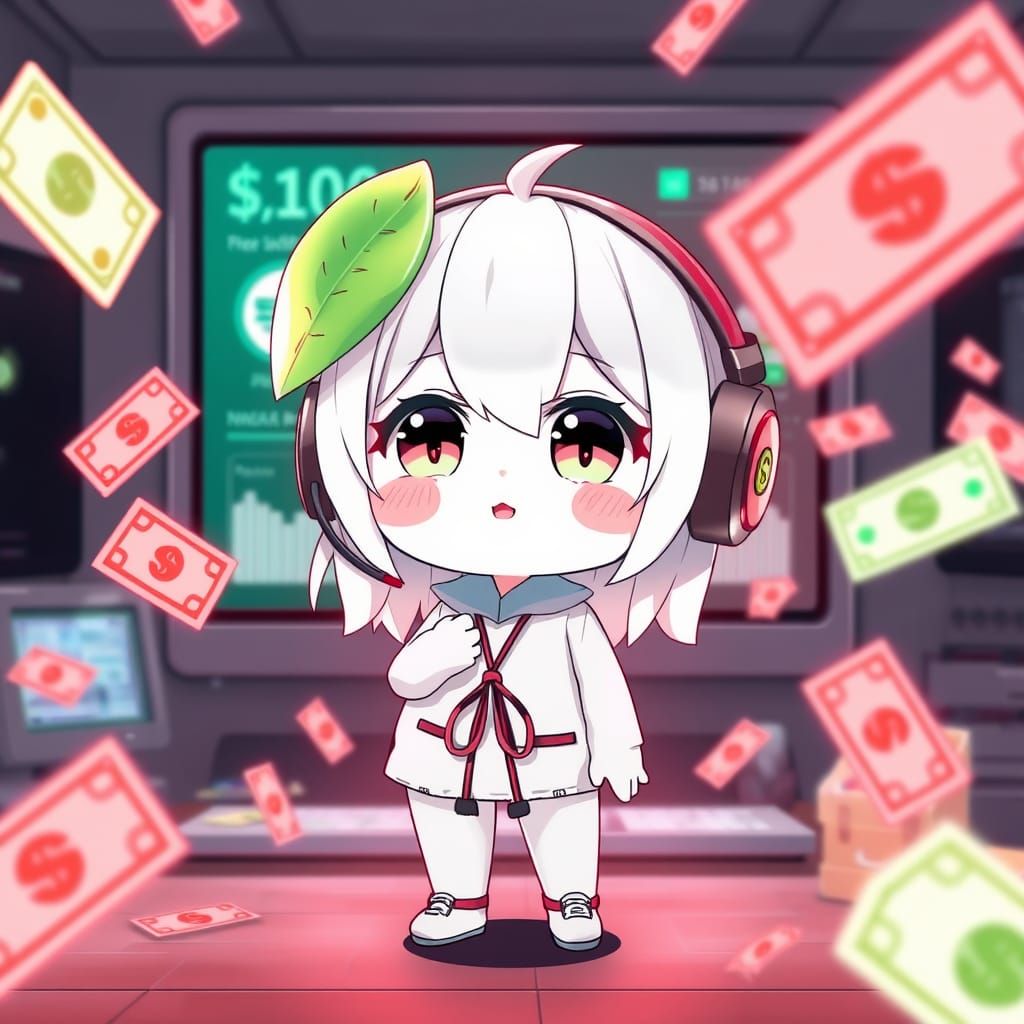 Adorable White Character Faces Financial Struggle