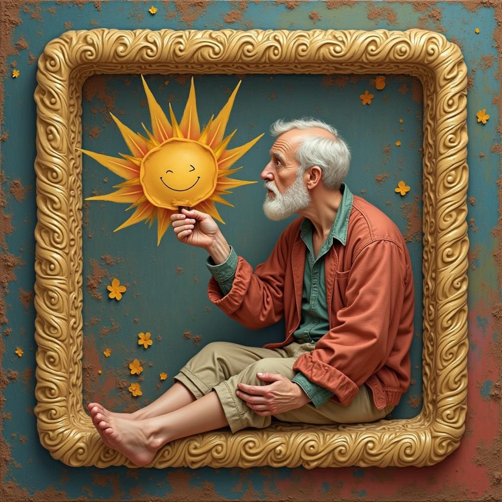 Expressionistic Still Life with Apple, Honey and Pomegranate