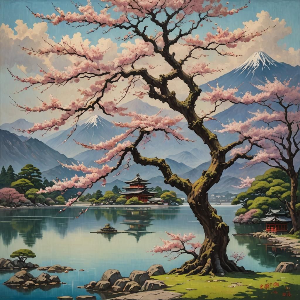 Lakeside Sakura in its natural splendor 🌸