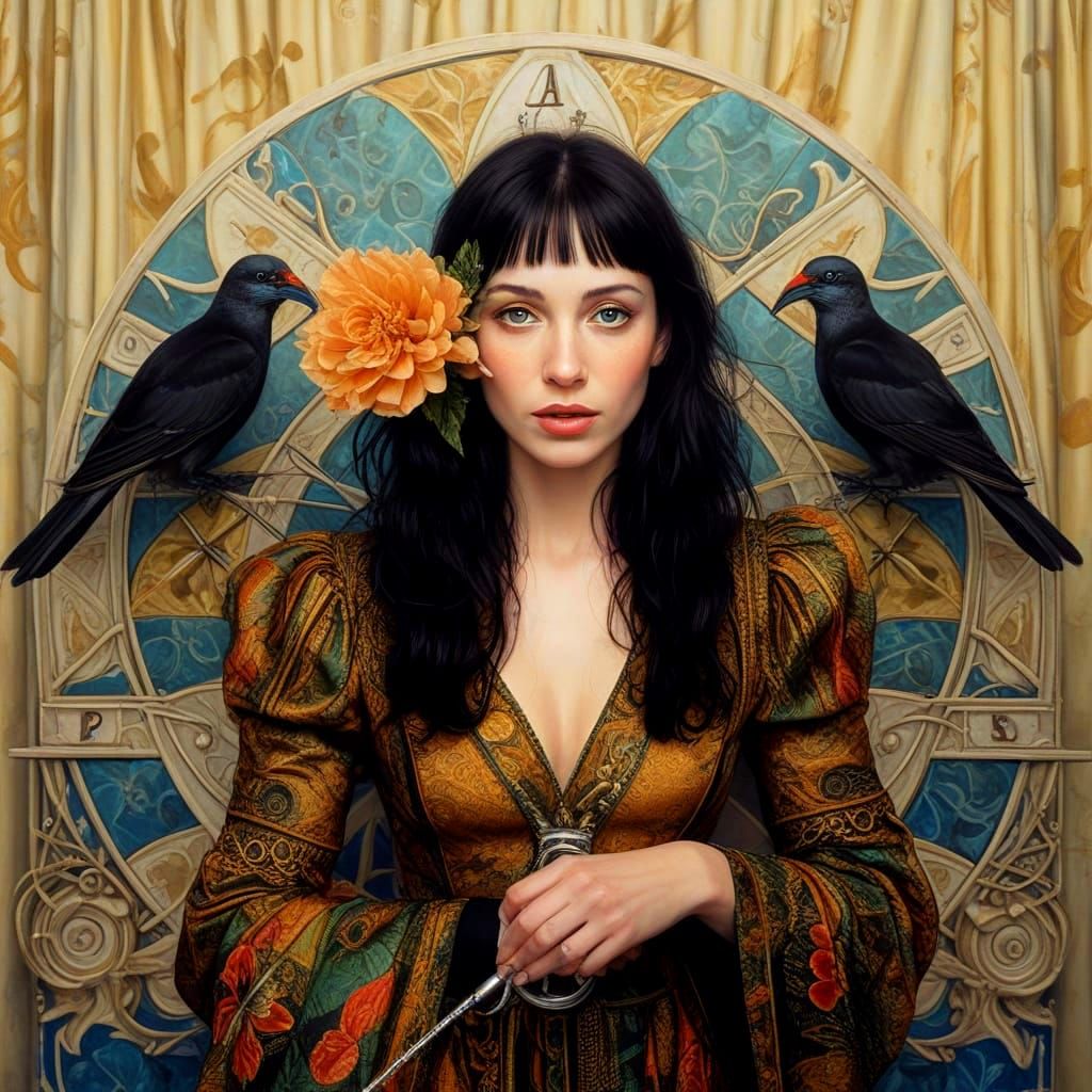 Surrealistic Lady in Vibrant Fantasy Scene