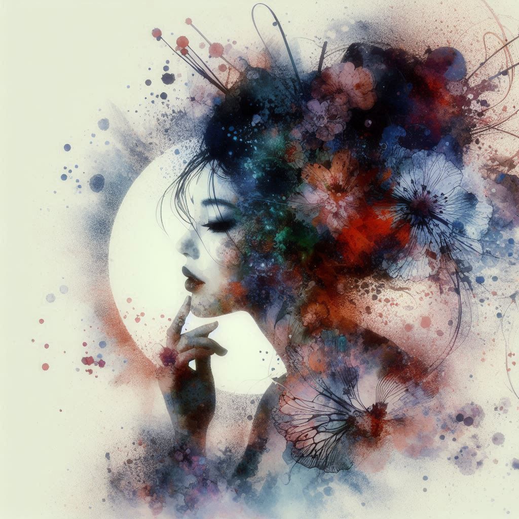 double exposure beautiful fantasy DALL-E 3 portrait landscap...