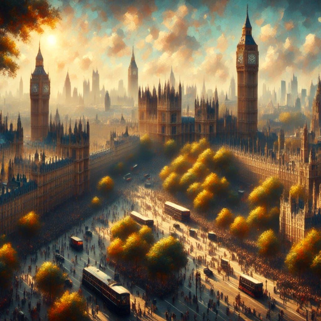 <lora:RomanticismOilXL:1.2> London 