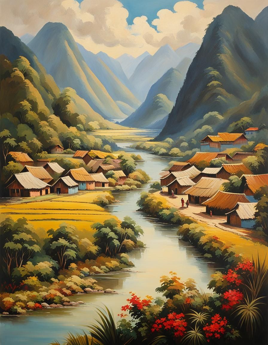 City Landscape #129 Peruvian village in the valley