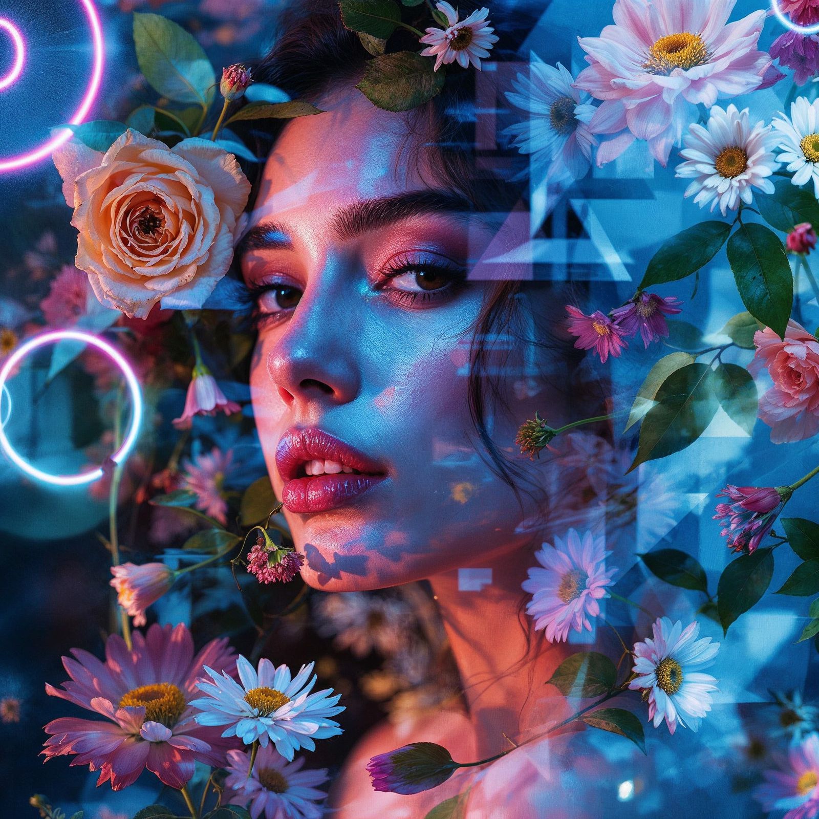Floral Fusion - A Dreamy Portrait of Light and Nature
