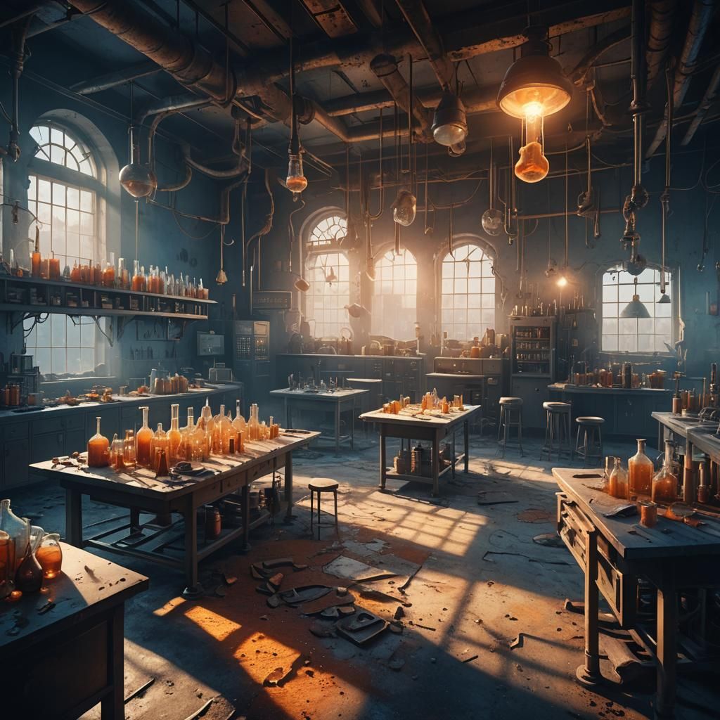 Abandoned Lab with Lifeless Bodies: Fantasy Concept Art