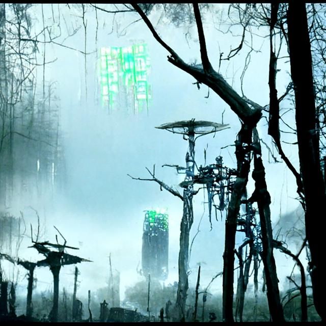 dystopian cyberpunk metal forest