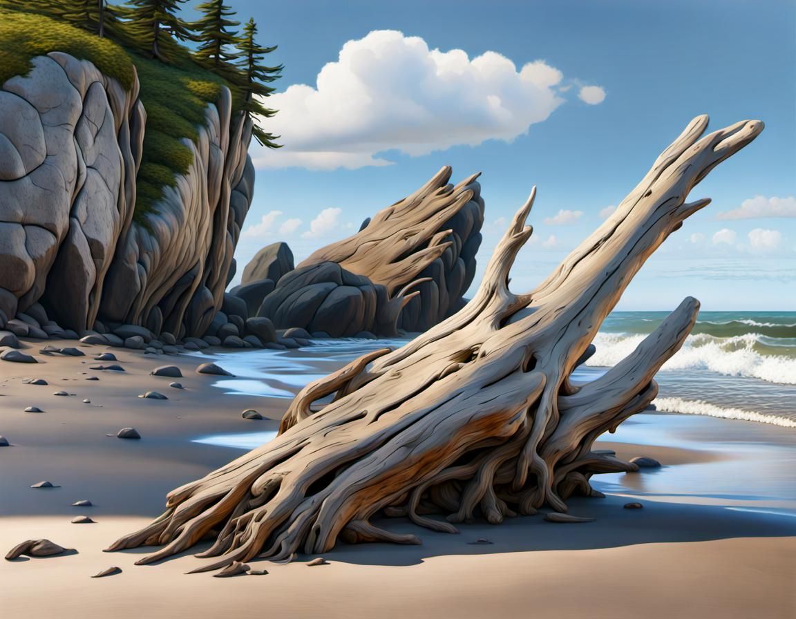 One large piece of Driftwood AI Generated Artwork NightCafe Creator