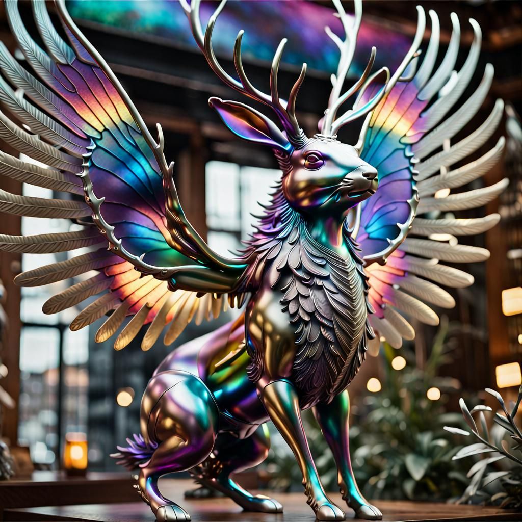 Metal flying jackalope - AI Generated Artwork - NightCafe Creator
