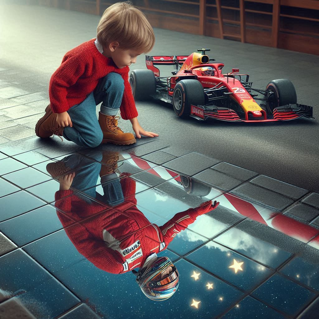 Boy dreams of being a F1 race car driver