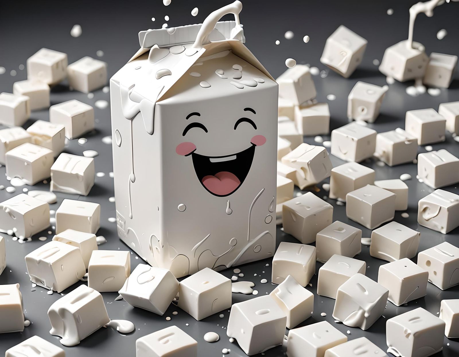 Chibi milk carton laughing and spilling milk everywhere - AI Generated ...