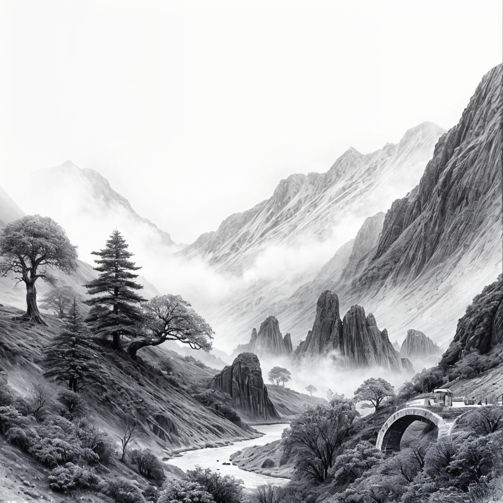 Black and White Landscape  by @Jane77755