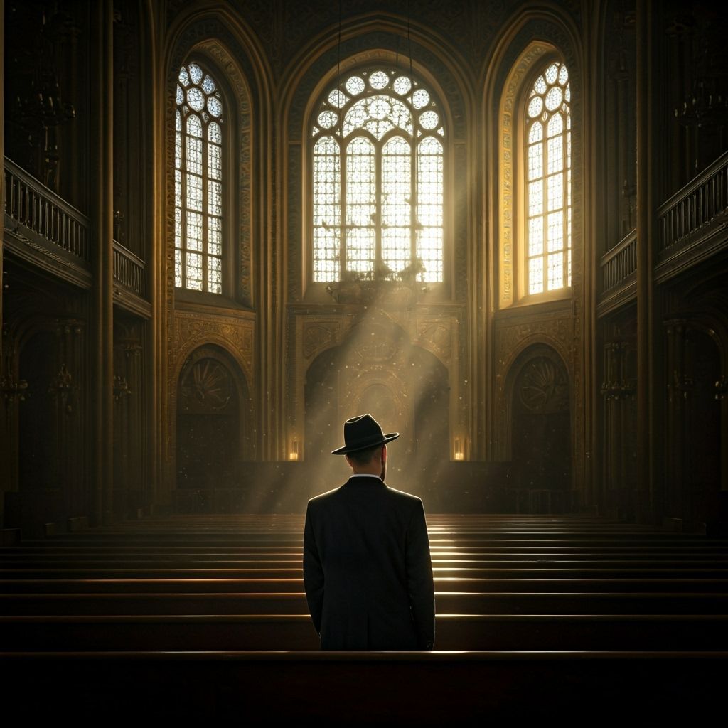 Haredi Man in Ornate Synagogue