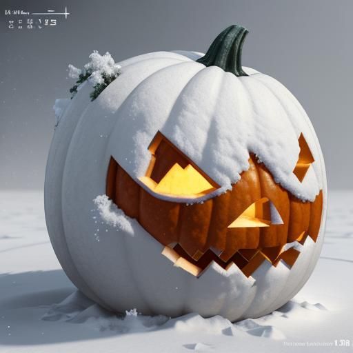 Pumpkin Covered in Snow
