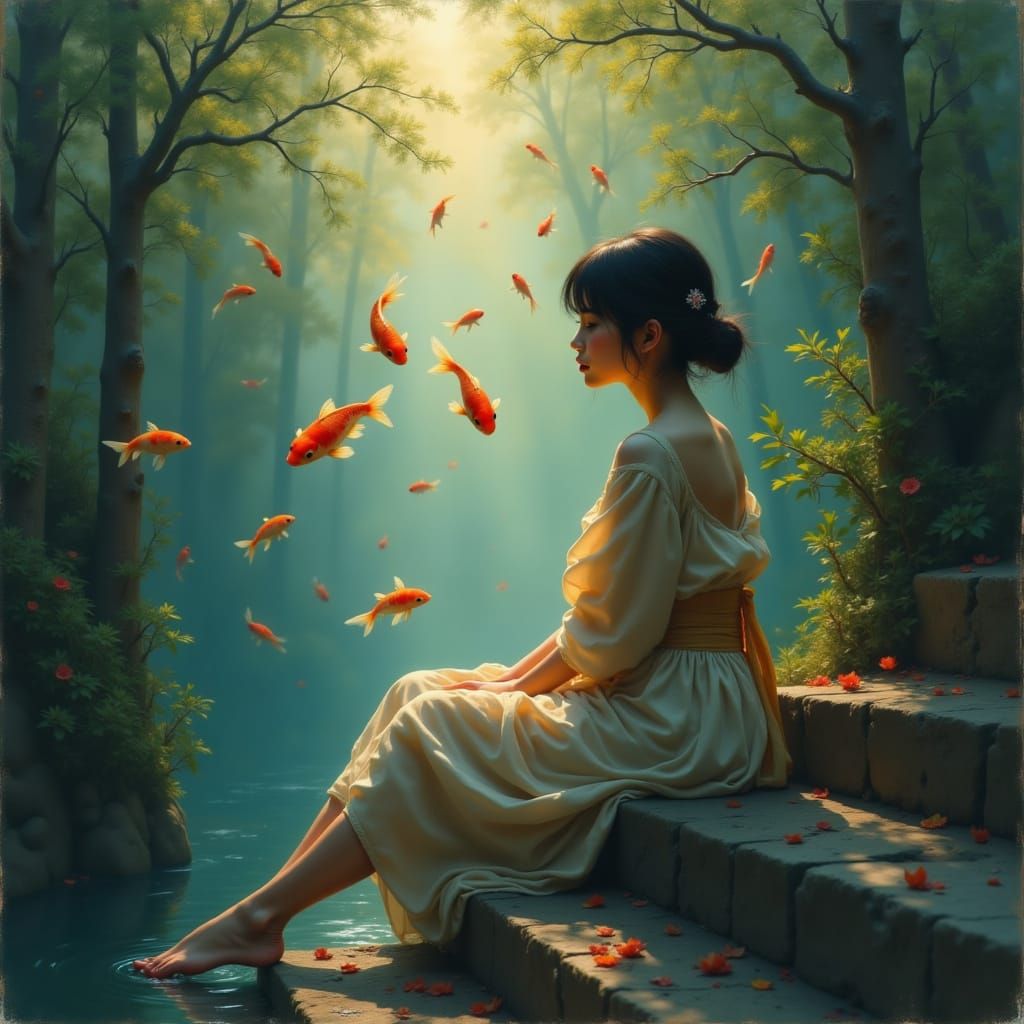 <lora:Ethereal Looks:1.0> Create a close-up elaborate oil painting styled image embodying the charm of early 20th century traditional anime ...