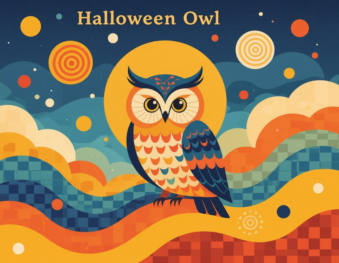 delete the text " Hallloween Owl" and keep the size ratio of the picture - add texture details to the background