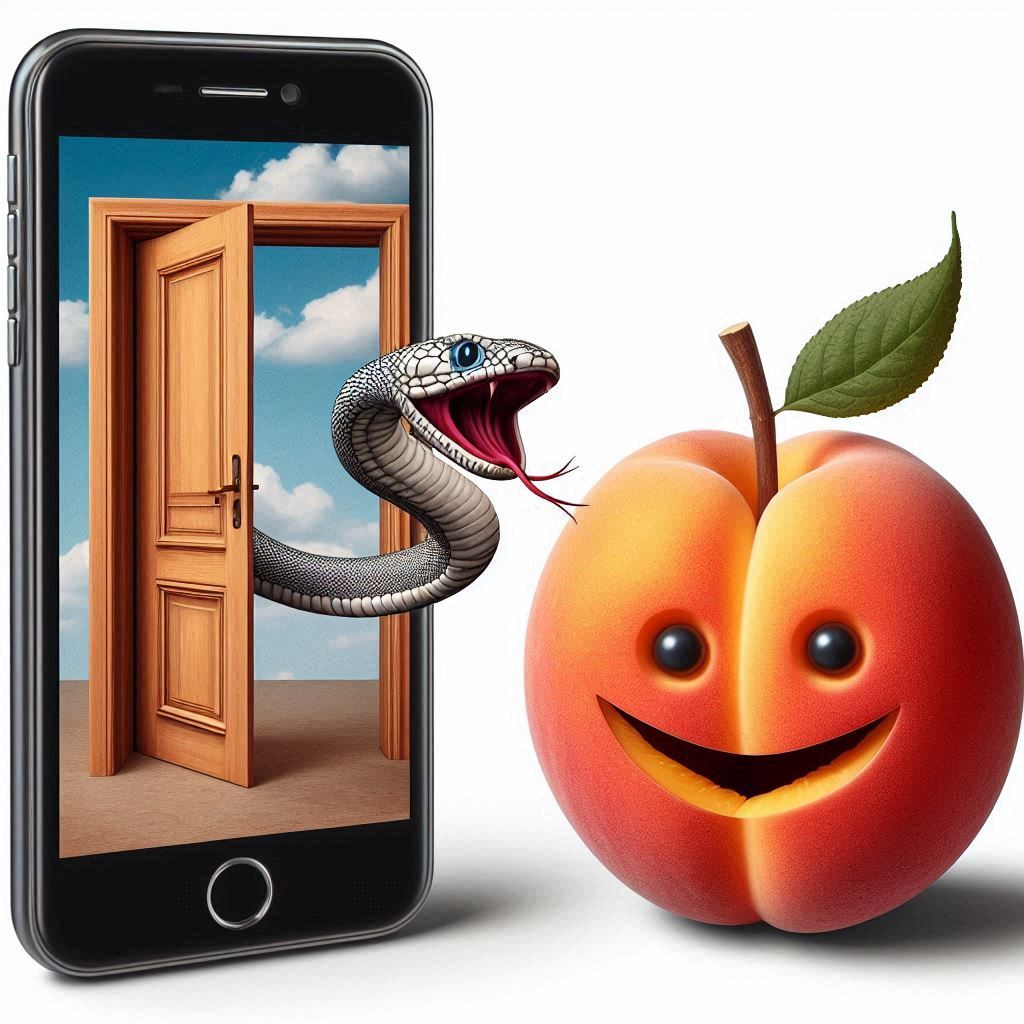 Peach, snake and mobile phone
