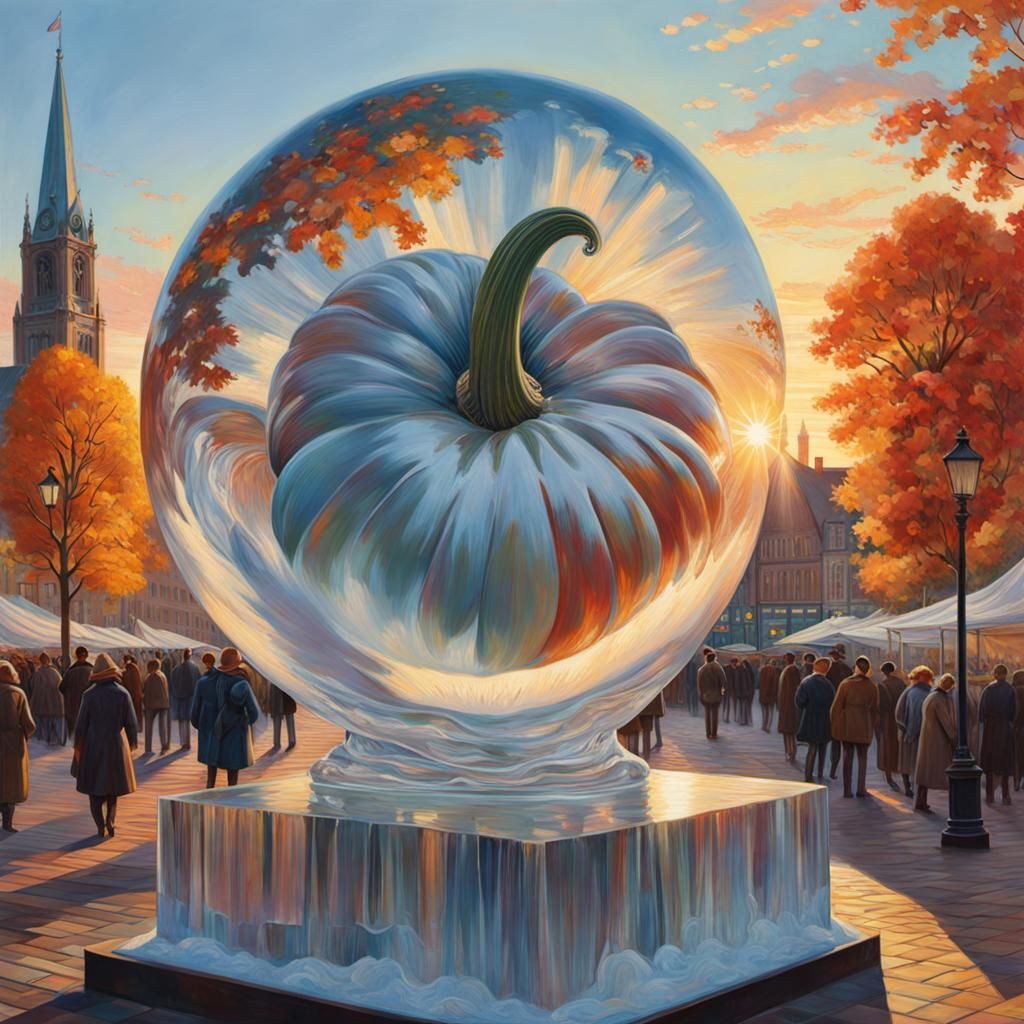 Strange pumpkin ice sculpture