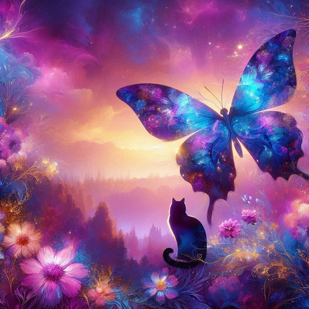 Butterfly and cat