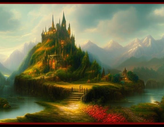 Castle with fantasy landscape - AI Generated Artwork - NightCafe Creator