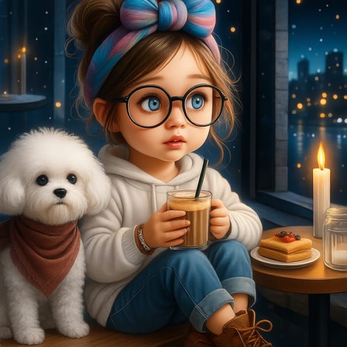 Sweet girl with a puppy