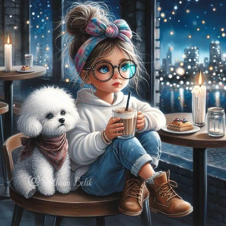 Sweet girl with a puppy