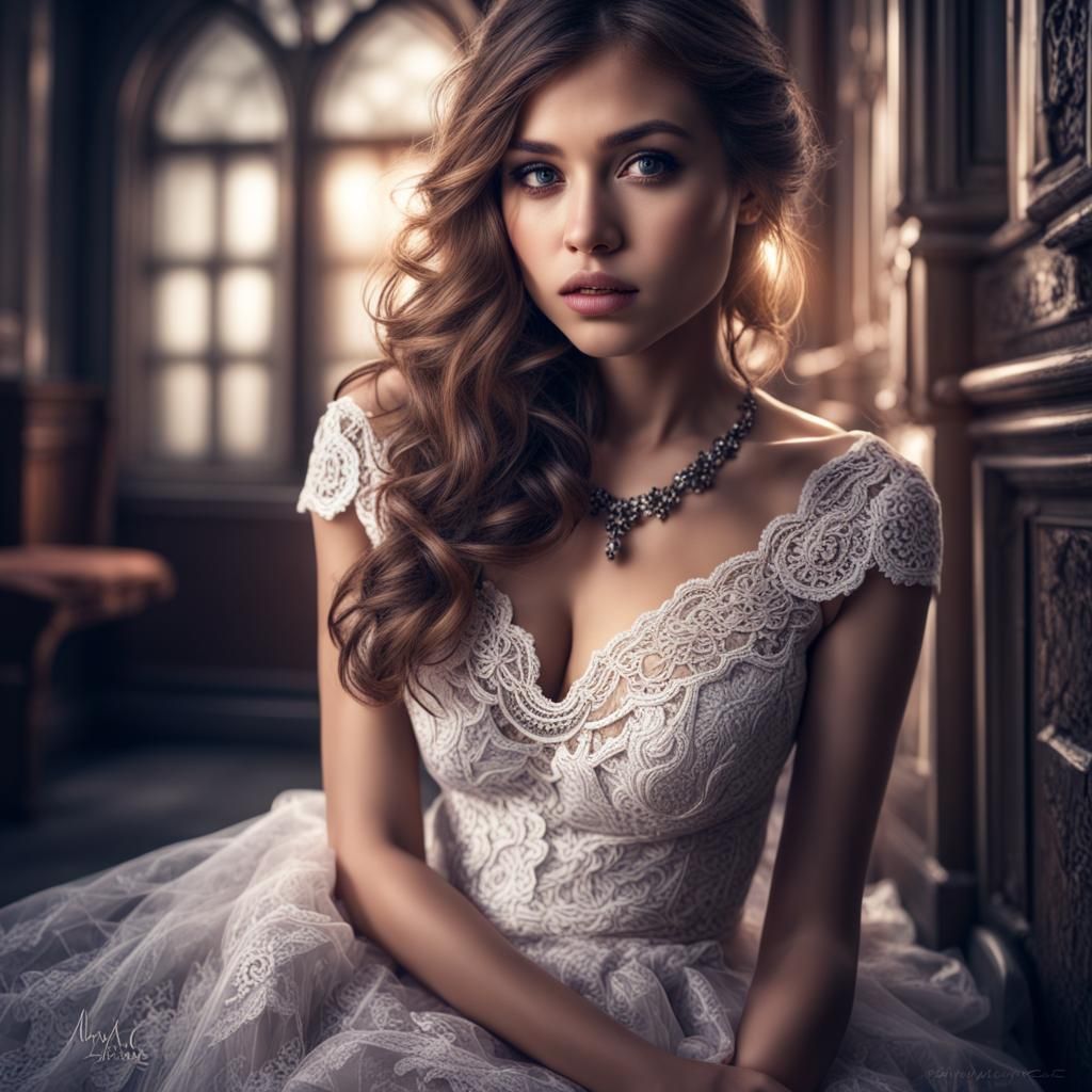 Fashionable girly wearing lace with magic