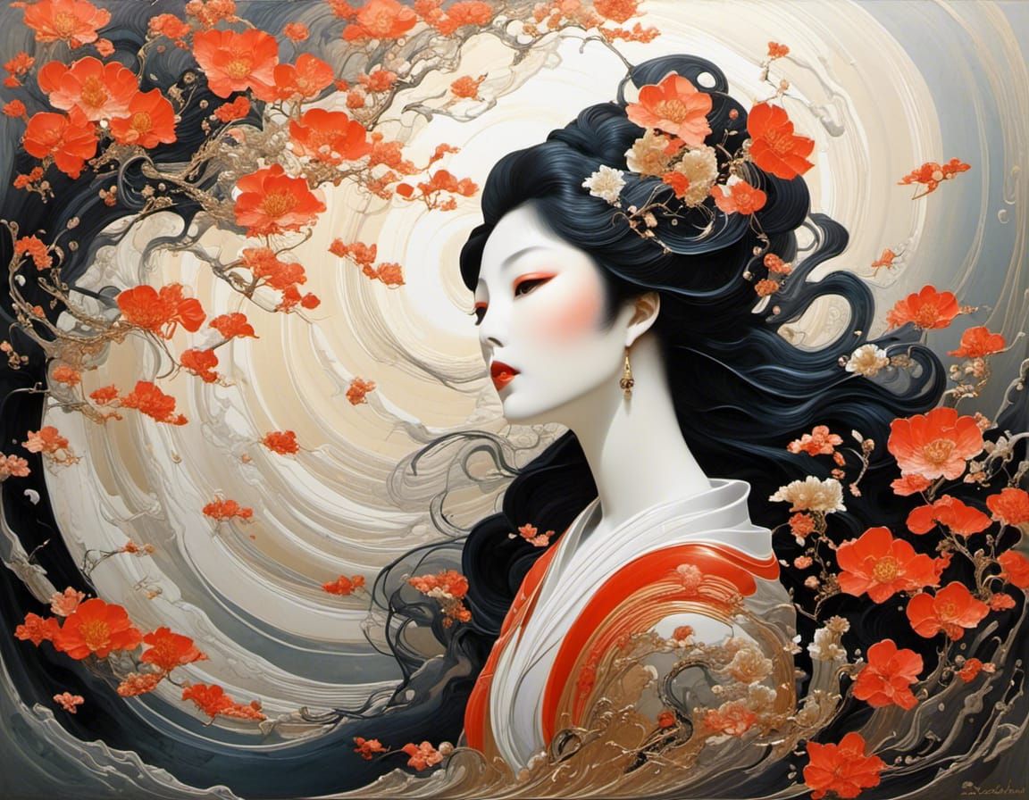 ORANGE FLOWER GEISHA SWIRLIE