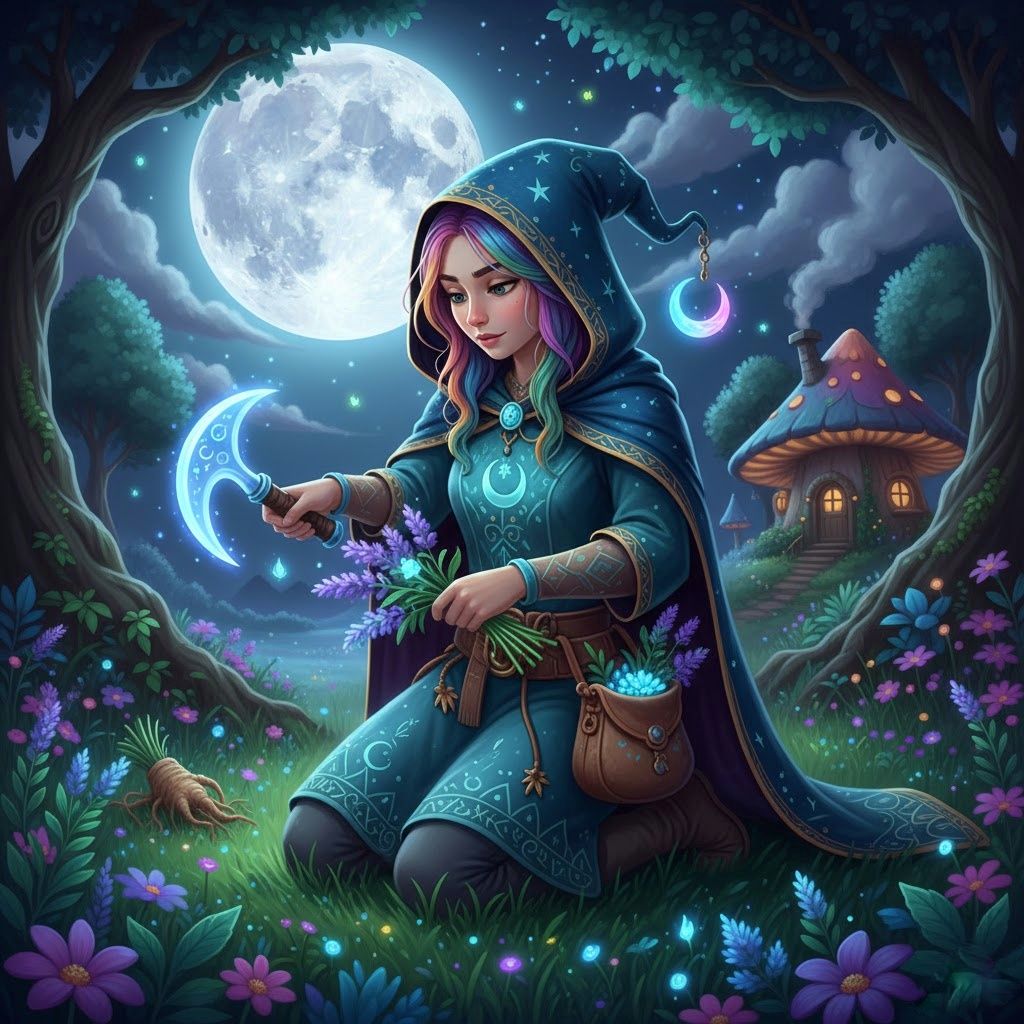 The Herbal Witch cuts healing herbs