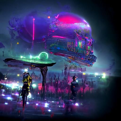 Nighttime on alien world glowing thoughts