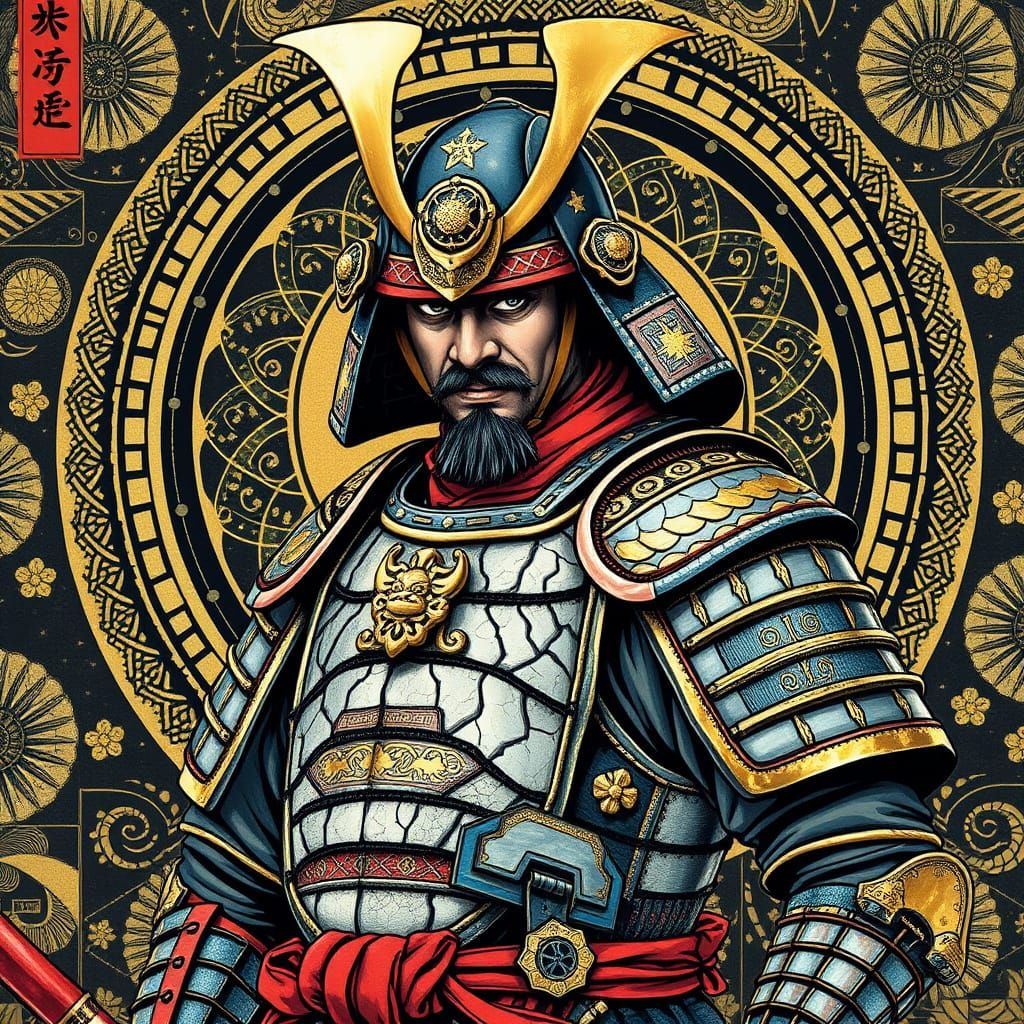 Samurai Warrior, Kintsugi, Zentangle