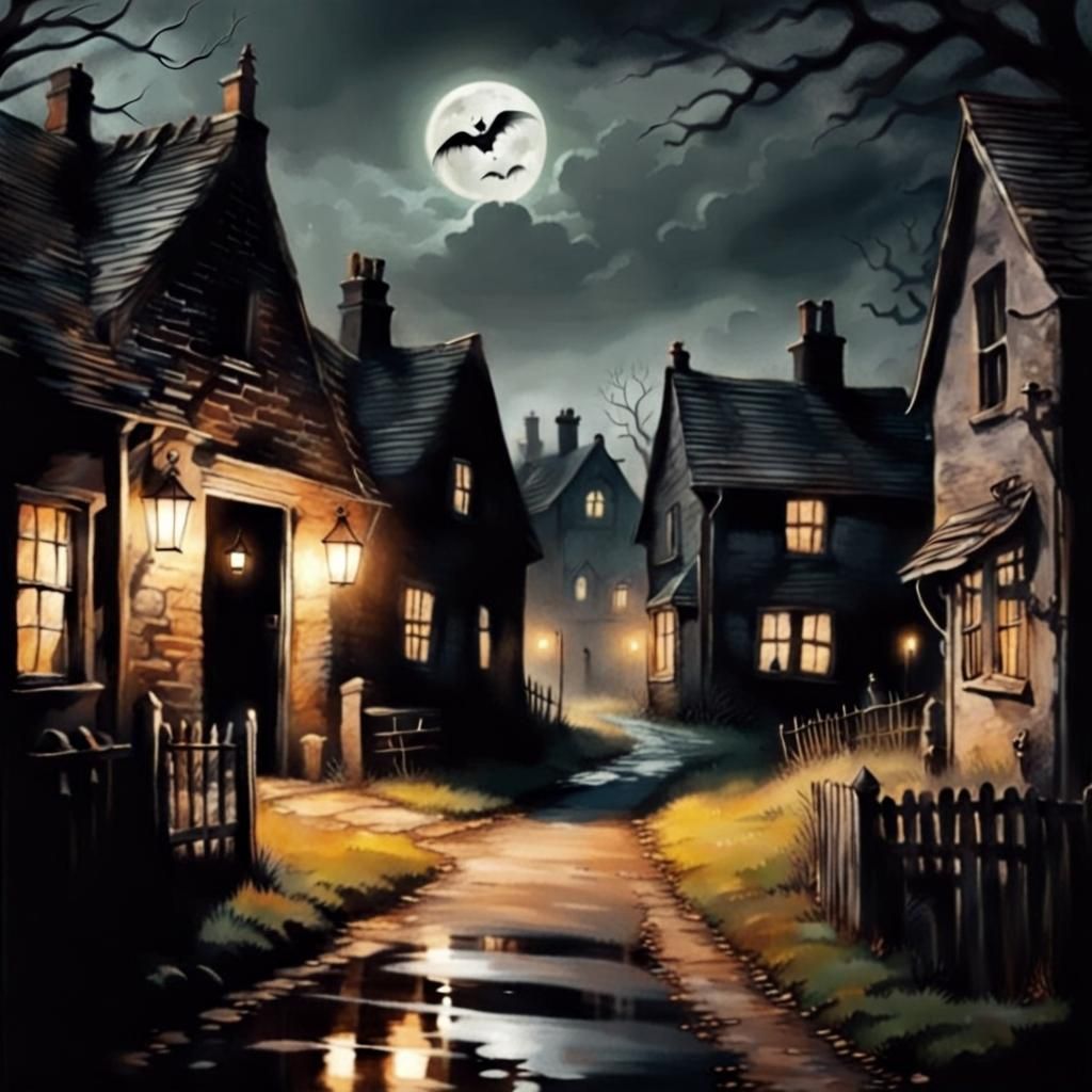 spooky countryside village👻 - AI Generated Artwork - NightCafe Creator