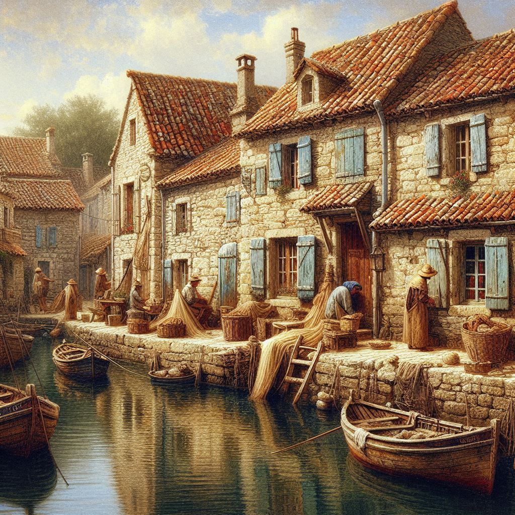 Fisherman Cottage and Harbor paintings  by @Gaby