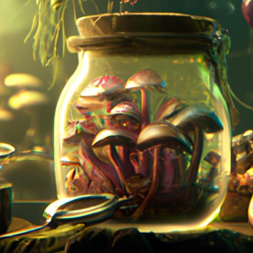 Mushrooms in a jar