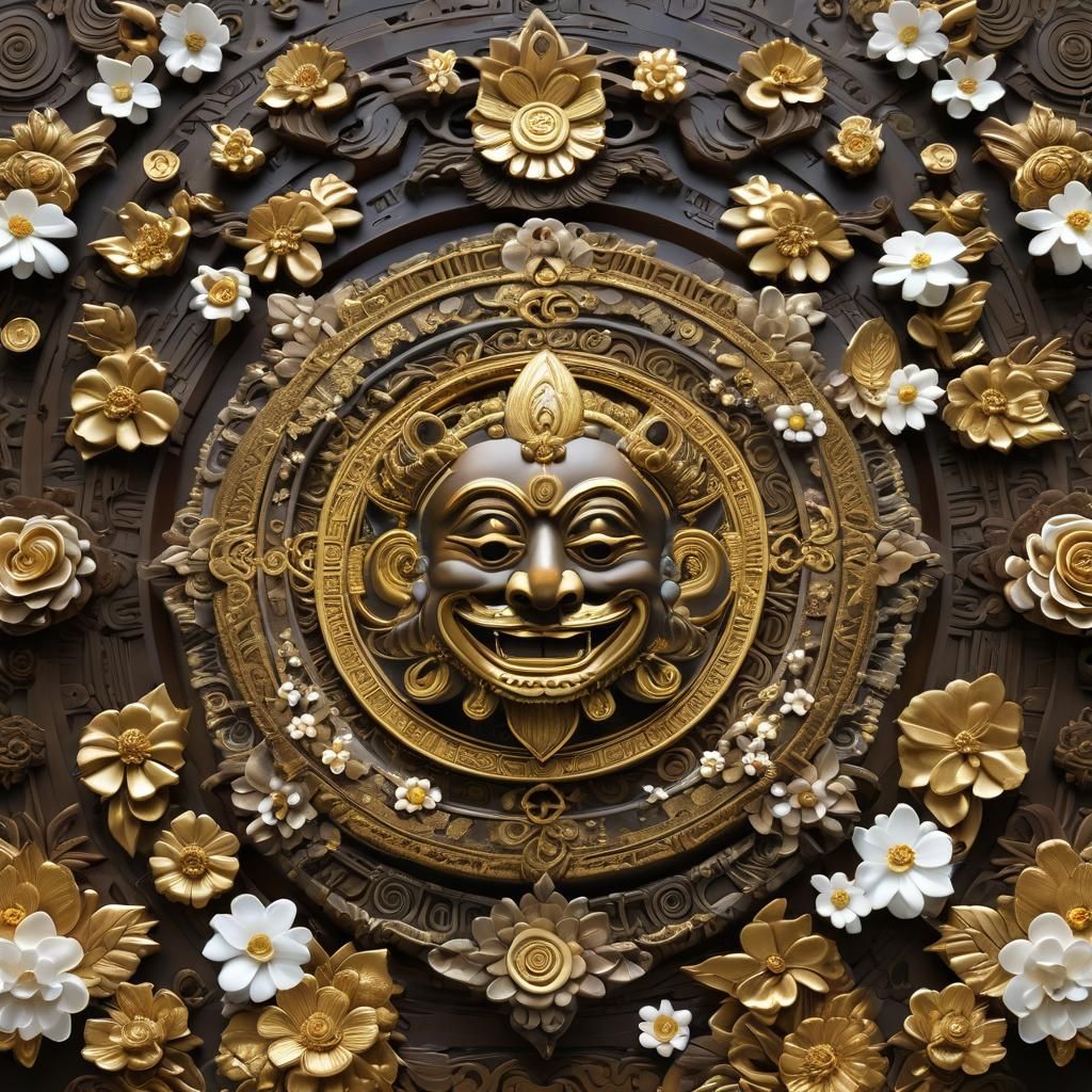 Gold Bitcoin Cake Under Mahakala Statue