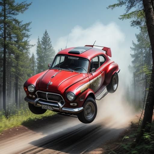 Vintage rally finland car jump summer time Beautiful vivid a...