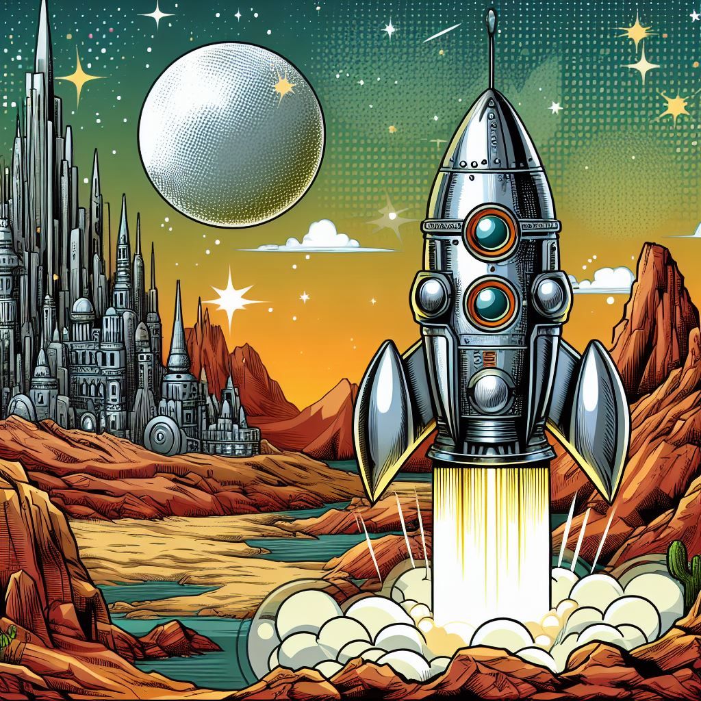 Modern Comic Rocket Ship