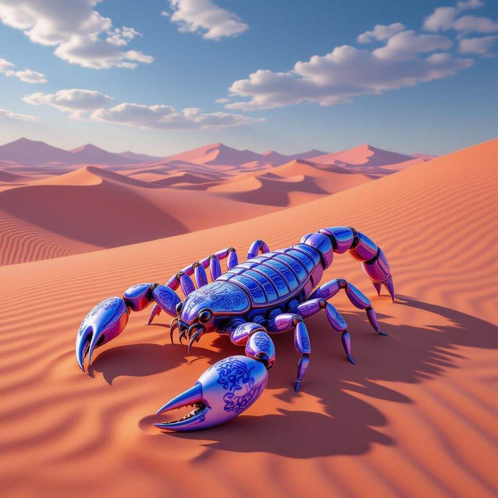 Rainbow Desert with Blue Porcelain Scorpion