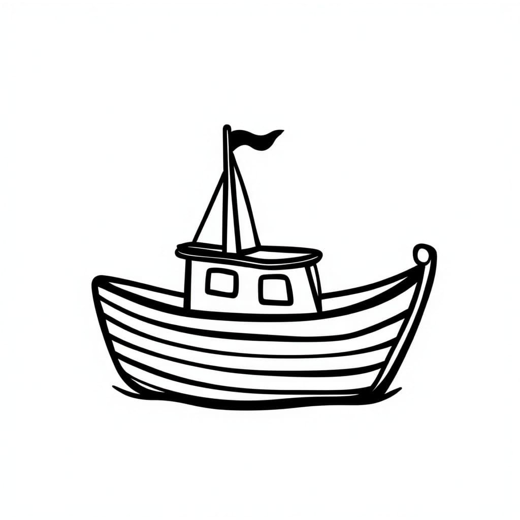 Boat, Black outlines, white background, sharp focus <lora:Coloring-Book-flux:1.0> 